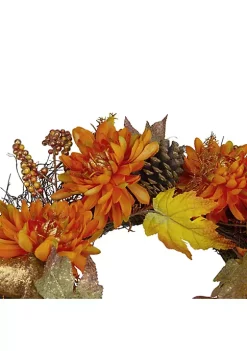 Best deal 🛒 Northlight Mums and Acorns Artificial Floral Twig Wreath 22-Inch Unlit ✨ -Outlet Northlight Store Belk 1006