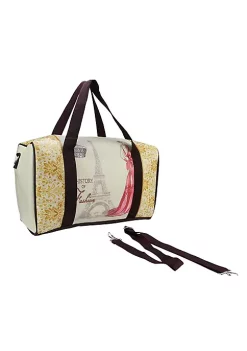 Best Sale 💯 Northlight 16" Beige Vintage-Style Eiffel Tower and French Fashion Travel Bag with Handles and Crossbody Strap 💯