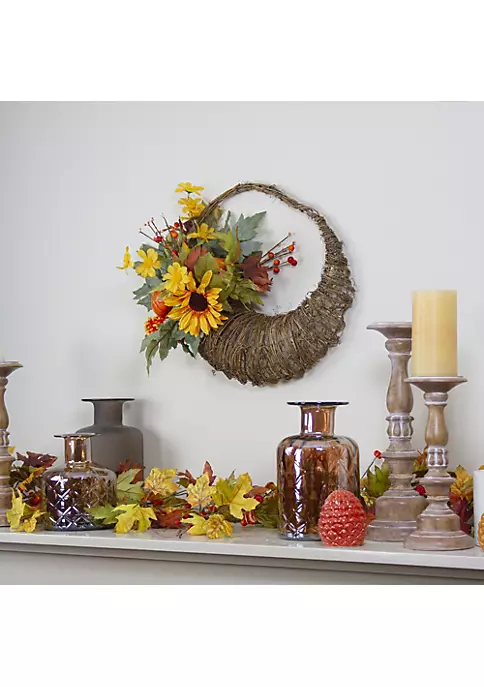 Deals 😍 Northlight Cornucopia and Sunflower with Pumpkins Artificial 👪 Thanksgiving Wreath - 20-Inch Unlit 😉 4 Deals 😍 Northlight Cornucopia and Sunflower with Pumpkins Artificial 👪 Thanksgiving Wreath - 20-Inch Unlit 😉 - Image 2