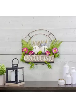 Brand new 🧨 Northlight Rabbit Couple Floral Springtime "Welcome" Wreath 19-Inch Unlit 🔔 -Outlet Northlight Store Belk 1077