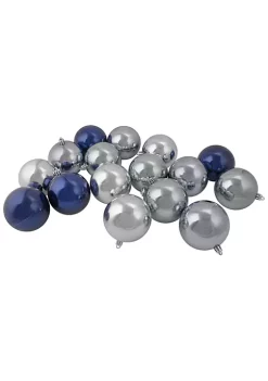 Budget 🎁 Northlight 32ct Silver and Blue Shatterproof 2-Finish 🎅 Christmas Ball Ornaments 3.25" (80mm) 🎉 -Outlet Northlight Store Belk 1083