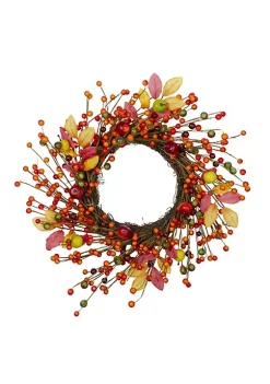 Best reviews of 😉 Northlight Berries and Apples Foliage Twig Artificial 👪 Thanksgiving Wreath - 18-Inch Unlit 🥰