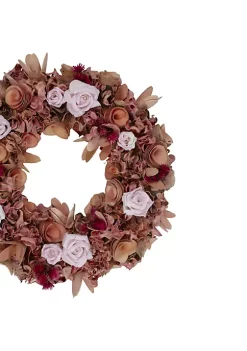 New 💯 Northlight Pink Wooden Floral Artificial Spring Wreath 12-Inch ⌛ -Outlet Northlight Store Belk 1114