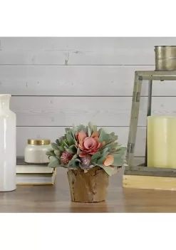 Cheapest 👏 Northlight 7.75" Pink and Green Wooden Floral Artificial Potted Centerpiece 🌟 -Outlet Northlight Store Belk 1117