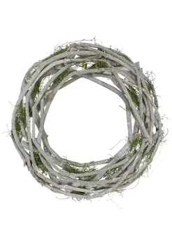 Buy ⭐ Northlight Twig and Moss White Artificial Spring Wreath - 14-Inch Unlit 🤩