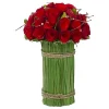 Coupon 🥰 Northlight 11.5" Red Wooden Rose and Grass Artificial Floral Bouquet Arrangement 🔔