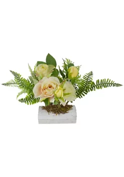 Brand new 😍 Northlight 13" Ranunculus and Rose Floral Spring Wooden Statue Tabletop Decor 😍