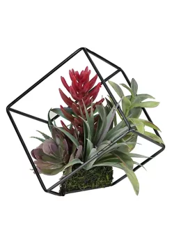New ⭐ Northlight 7" Artificial Succulent Arrangement in Offset Metal Wire Frame 👍