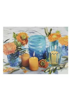 Deals 🎉 Northlight 15.75" LED Flickering Candles and Flowers Glass Candles Canvas Wall Art 🤩 -Outlet Northlight Store Belk 1155