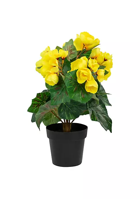 Budget 🌟 Northlight 11" Yellow Potted Silk Begonia Spring Artificial Floral Arrangement 🔔 7 Budget 🌟 Northlight 11" Yellow Potted Silk Begonia Spring Artificial Floral Arrangement 🔔 - Image 5