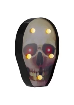 Discount 😀 Northlight 7" Lighted Black and Red Skull 🎃 Halloween Decoration 🎉 -Outlet Northlight Store Belk 1183