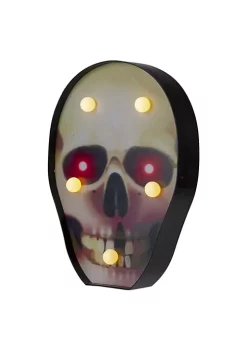 Discount 😀 Northlight 7" Lighted Black and Red Skull 🎃 Halloween Decoration 🎉 -Outlet Northlight Store Belk 1184