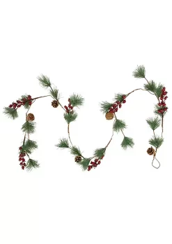 Hot Sale 😀 Northlight 5.5' Pre-Lit Pine and Berry Artificial 🎄 Christmas Garland Warm White LED Lights 🔔 -Outlet Northlight Store Belk 12