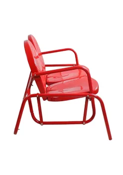 Wholesale 😉 Northlight 2-Person Outdoor Retro Metal Tulip Double Glider Patio Chair Red 🧨 -Outlet Northlight Store Belk 1258