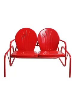 Wholesale 😉 Northlight 2-Person Outdoor Retro Metal Tulip Double Glider Patio Chair Red 🧨 -Outlet Northlight Store Belk 1259