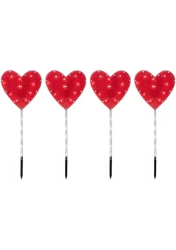 Cheapest 🥰 Northlight 4ct Red Heart Valentine's Day Pathway Marker Lawn Stakes Clear Lights 😀 -Outlet Northlight Store Belk 1263