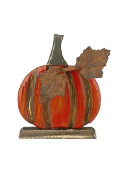 Brand new 😉 Northlight 8" Orange Carved Wood Fall Harvest Pumpkin Decoration 👏