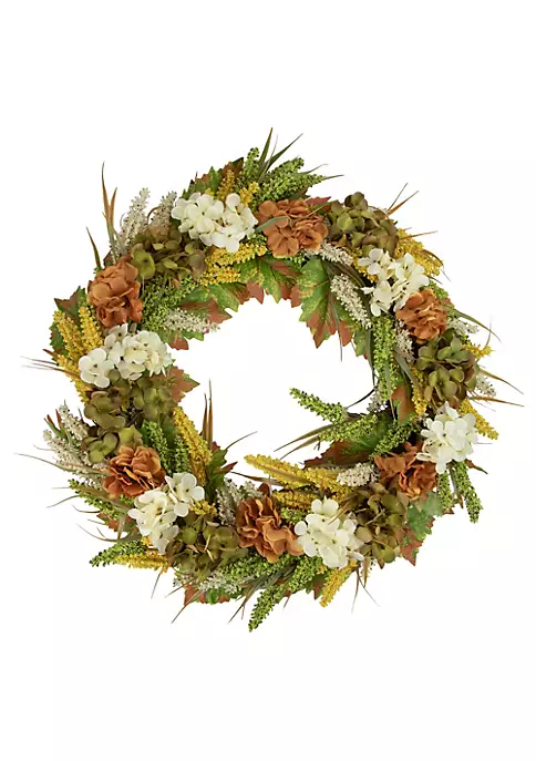 New 😉 Northlight White and Orange Hydrangea Artificial Fall Harvest Twig Wreath 28-Inch Unlit 😉 3 New 😉 Northlight White and Orange Hydrangea Artificial Fall Harvest Twig Wreath 28-Inch Unlit 😉