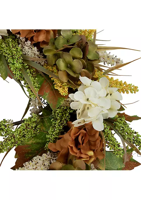 New 😉 Northlight White and Orange Hydrangea Artificial Fall Harvest Twig Wreath 28-Inch Unlit 😉 4 New 😉 Northlight White and Orange Hydrangea Artificial Fall Harvest Twig Wreath 28-Inch Unlit 😉 - Image 2