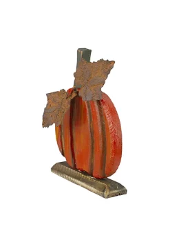 Brand new 😉 Northlight 8" Orange Carved Wood Fall Harvest Pumpkin Decoration 👏 -Outlet Northlight Store Belk 134