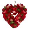 Deals 😉 Northlight Red and Pink Wooden Rose Valentine's Day Artificial Spring Wreath 13.5-Inch 🥰
