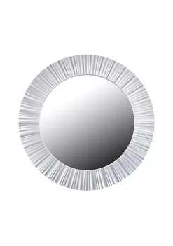 Budget 🌟 Northlight 20" Silver Contemporary Fluted Round Mirror Wall Decor ⌛
