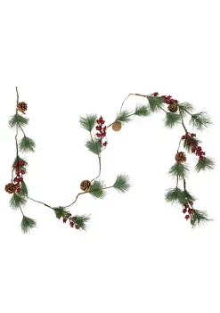 Hot Sale 😀 Northlight 5.5' Pre-Lit Pine and Berry Artificial 🎄 Christmas Garland Warm White LED Lights 🔔 -Outlet Northlight Store Belk 14