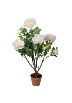 Best deal 😀 Northlight 36" Green and Brown Potted Artificial Blooming Peony Flower Plant 🔔