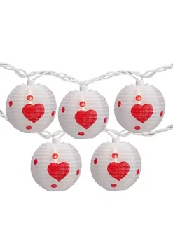 Flash Sale ⭐ Northlight 10-Count White and Red Heart Paper Lantern Valentine's Day Lights 8.5ft White Wire 💯