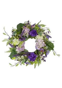 Best deal 🎁 Northlight Hydrangea and Foliage Spring Floral Twig Wreath Purple 26" 😀