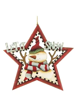Outlet 👍 Northlight 13.25" "Let it Snow" Snowman Star Hanging 🔔 Christmas Sign 💯