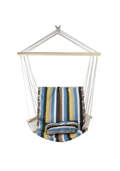 Buy 🎁 Northlight 37" Brown and Yellow Striped Outdoor Hammock Chair with Pillow ⭐