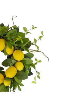 Wholesale 🛒 Northlight Lemons and Assorted Foliage Spring Wreath Yellow and Green 20" 🤩 -Outlet Northlight Store Belk 1578