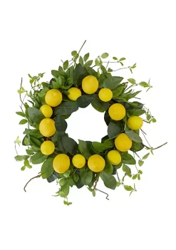 Wholesale 🛒 Northlight Lemons and Assorted Foliage Spring Wreath Yellow and Green 20" 🤩 -Outlet Northlight Store Belk 1580