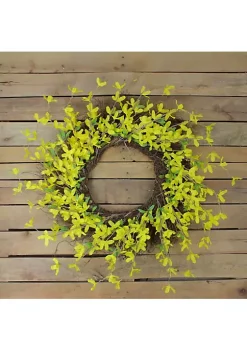 Outlet ⭐ Northlight Forsythia and Grapevine Artificial Floral Wreath Yellow 24-Inch 😀 -Outlet Northlight Store Belk 1589
