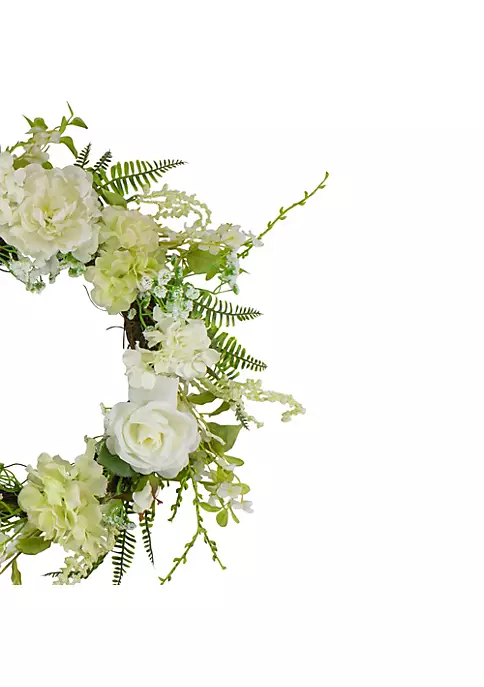 Discount 🔔 Northlight Peony and Rose Artificial Spring Wreath White and Green - 24-Inch ❤️ 5 Discount 🔔 Northlight Peony and Rose Artificial Spring Wreath White and Green - 24-Inch ❤️ - Image 3