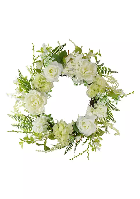 Discount 🔔 Northlight Peony and Rose Artificial Spring Wreath White and Green - 24-Inch ❤️ 7 Discount 🔔 Northlight Peony and Rose Artificial Spring Wreath White and Green - 24-Inch ❤️ - Image 5