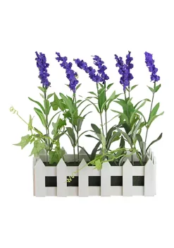 Buy ✨ Northlight 11.75" Artificial Flowering Lavender Plant in White Picket Fence Container 😉