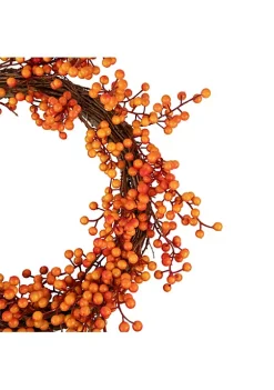 Brand new 💯 Northlight 18" Red and Orange Berries Artifical Fall Harvest Twig Wreath 18-Inch Unlit 🎁 -Outlet Northlight Store Belk 1655