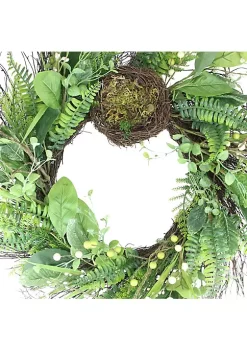Buy 😉 Northlight Green and Brown Foliage Artificial Spring Wreath with Nest - 24-Inch Unlit 🧨 -Outlet Northlight Store Belk 1670