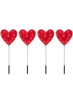 Discount ⌛ Northlight 4ct Red Heart Valentine's Day Pathway Marker Lawn Stakes Clear Lights 🤩