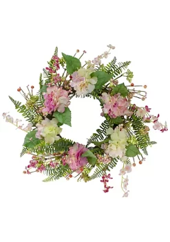 Outlet 🔥 Northlight Hydrangea Berry and Fern Artificial Spring Floral Wreath Pink - 20-Inch ✨ -Outlet Northlight Store Belk 1684