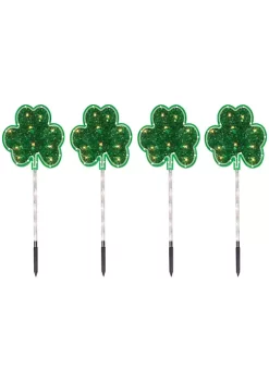 Cheap 🔔 Northlight 4ct Green Shamrock St Patrick's Day Pathway Marker Lawn Stakes Clear Lights 🛒 -Outlet Northlight Store Belk 1701