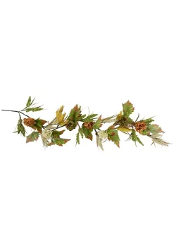 New 🎉 Northlight 5' x 10" Flowers with Wheat Artificial Fall Harvest Garland Unlit ✨