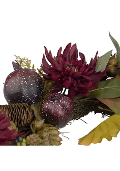 Flash Sale 😀 Northlight Mums and Pomegranates Artificial Floral Wreath Red 20-Inch 🤩 -Outlet Northlight Store Belk 1706