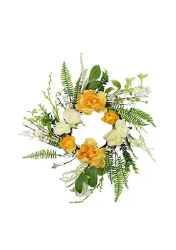 Best deal 💯 Northlight Hydrangea and Rose Twig Artificial Floral Wreath Orange 16-Inch 😉