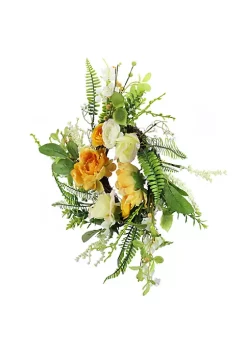 Best deal 💯 Northlight Hydrangea and Rose Twig Artificial Floral Wreath Orange 16-Inch 😉 -Outlet Northlight Store Belk 1743