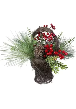 Promo 🔔 Northlight 15" Eucalyptus Pine and Berry Artificial 🎄 Christmas Grapevine Basket 🔥 -Outlet Northlight Store Belk 1751