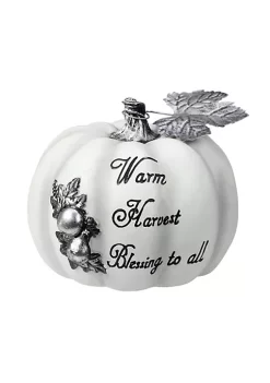 Buy ✔️ Northlight 8" White and Black "Warm Harvest Blessing" Pumpkin Fall Harvest Decoration 💯
