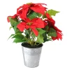 Best Pirce 🔥 Northlight 15.5" Red and Green Artificial Poinsettia 🎄 Christmas Flower Arrangement in Silver Pot ✨ -Outlet Northlight Store Belk 182